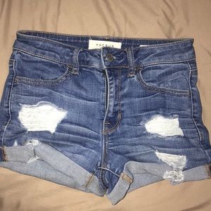 Mid rise denim shorts